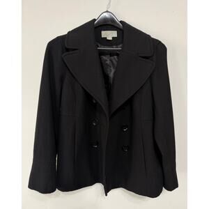 Michael Kors Women’s Double Breasted Black Pea Coat sz XL Career Office Business